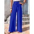 thumbnail image 6 of Women'S Wide Leg Lounge Pants High Waisted Adjustable Tie Knot Loose Trousers Blue S, 6 of 10