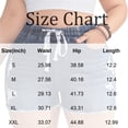 thumbnail image 3 of Women's Elastic Waist String High Waist Shorts Slim Hole Wash Jeans Shorts Drawstring Plus Size Casual Shor Blue L, 3 of 6