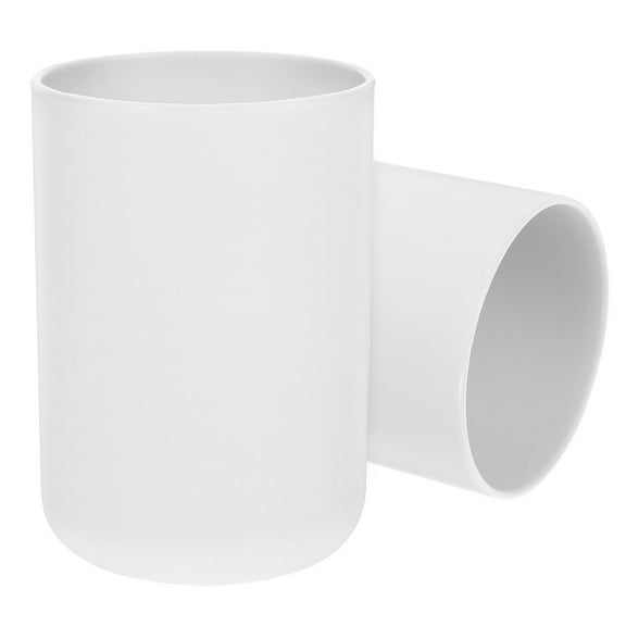 ELAYARD 2Pcs White Plastic Tooth Rinsing Cups Bathroom Tumblers
