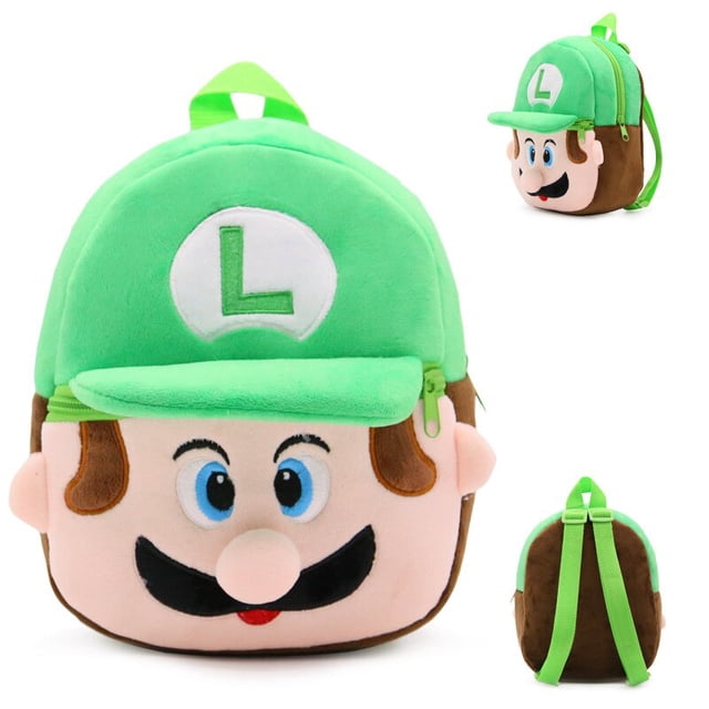Mochila Super Mario Bros Luigi Zhangmengya para niños de 1 a 3 años felpa LED