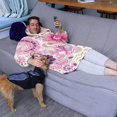 thumbnail image 3 of Wearable Oversized Blanket,Pioneer Flower Floral Print Pattern Wearable Blanket Hoodie for Adults,Cozy Hooded Blankets with Super Pockets,Super Warm Fuzzy Pullover for Women & Men, 3 of 6