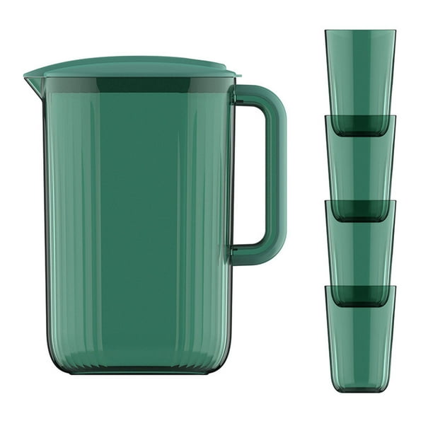Pisexur Batería de cocina juego de jarras de agua de plástico, jarras para té helado, jarras para limonada, jarras para agua fría y caliente, vasos para bebidas, vaso para la cocina del hogar