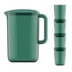 thumbnail image 2 of Juego de jarra de agua de plástico con tapa de 2 L | Jarra para té helado y limonada sin BPA con asa y pico vertedor | Incluye 4 vasos encajables | Apto para lavavajillas | Para uso en casa, cocina, 2 of 5
