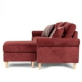 thumbnail image 6 of Sectional Couch with Chaise & Pillows, Reversible Sectional Sofa L-Shaped Settee w/ Solid Wood Legs & Nailheads Trim, Modern Linen Fabric Sleeper Sofa for Living Room, Apartment, Red, 6 of 7