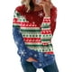 thumbnail image 5 of Sudaderas de cuello redondo de Navidad de manga larga para mujer, suéter holgado informal, blusa con estampado de Papá Noel y gato bonito Fridja FKASFK215, 5 of 6