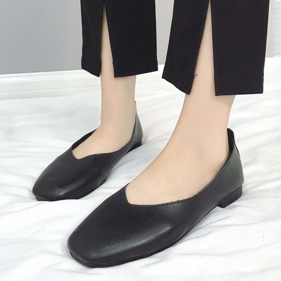 Bmisegm Fashion Spring and Summer Women Casual Shoes Low Heel Shallow Mouth Soft Sole Solid Color Comfortable Flat BottomCasual Shoes for Women Black 37