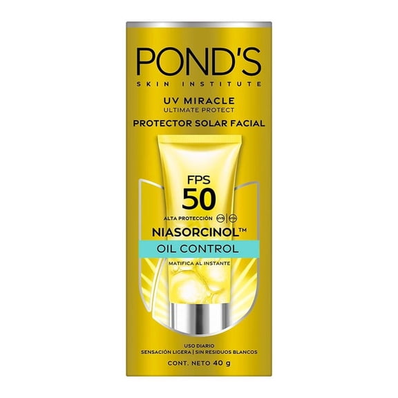 Protector Solar Facial Pond's UV Miracle Oil Control FPS 50 con Niasorcinol 40gr