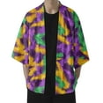 thumbnail image 3 of VBARHMQRT Rugby Shirts for Men Male Spring and Summer Cool Semi Long Sleeve Cardigan All Print Printed Collarless Antique Shirt Purple, 3 of 7