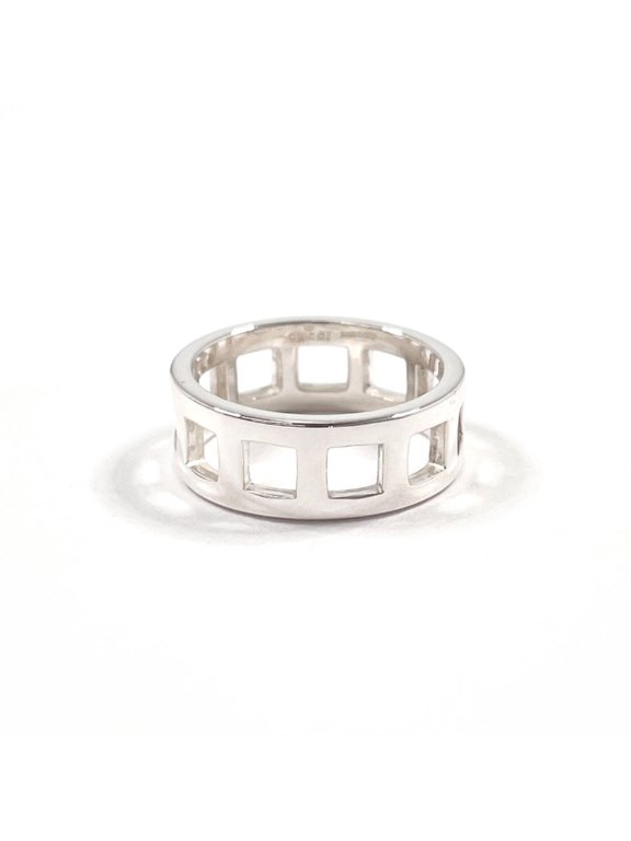 Pre-Owned GUCCI Open Square Ring, 925 Sterling Silver, Size 12, Unisex