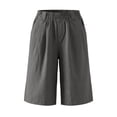 thumbnail image 6 of MLCDZ Women Loose Fit Knee Length Bermuda Shorts with Multiple Pockets Casual Wide Leg Loose Elastic Waist Workout Short Pants, 6 of 8