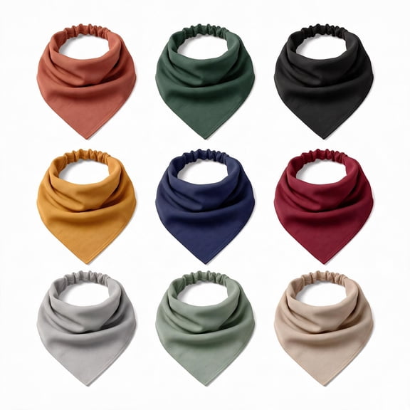 9 Pack Solid Chiffon Triangle Headbands for Women, Simple Elastic Triangle Head Scarf, Versatile Boho Hair Wrap Head Accessories