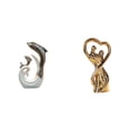 thumbnail image 1 of Estatua moderna y abstracta de una pareja de delfines de cerámica, ideal para sala de estar, oficina, chimenea, soporte de TV, mesa de centro, regalo, 1 of 8