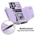 thumbnail image 6 of Crossbody for Samsung Galaxy S24 Ultra Phone Case for Women, Wallet Case with Credit Card Holder Shoulder Strap & Wrist Lanyard Shockproof Purse Back Flip 360 Ring Holder Kickstand Case,Purple, 6 of 9