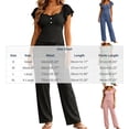 thumbnail image 3 of sdhkgrrt Women's 2 Piece Pajama Set Square Neck Ruffle Sleeve Pullover Wide Leg Pants Matching Lounge Outfit Casual Solid Sleepwear Comfy Fall Winter Tracksuit, Black M, 3 of 8
