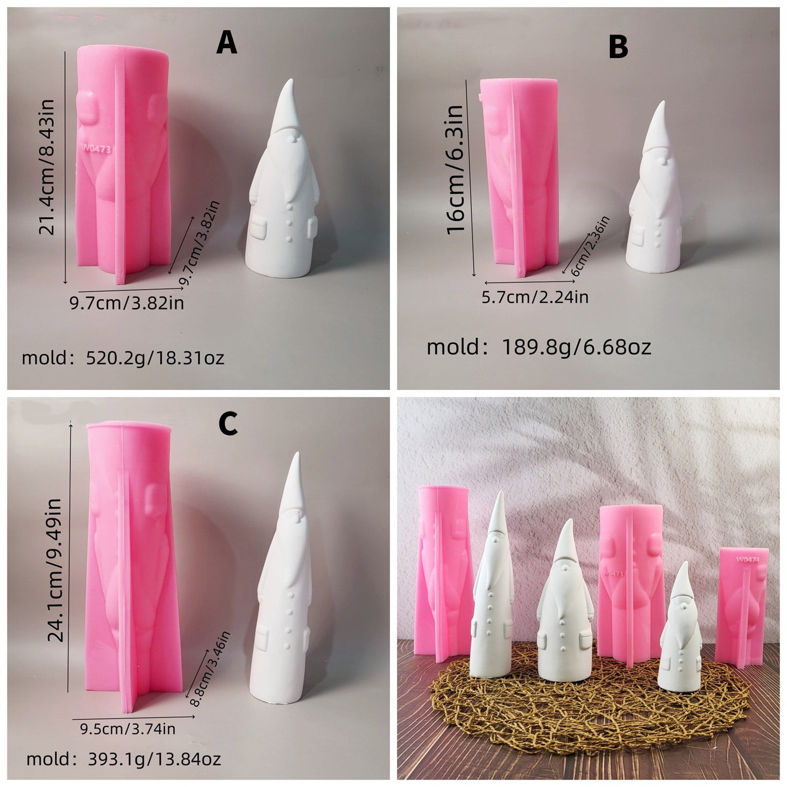 Santa Statue Silicone Molds for Handmade Soap Home Decoration Epoxy Resin Silicone Molds for Art Craft