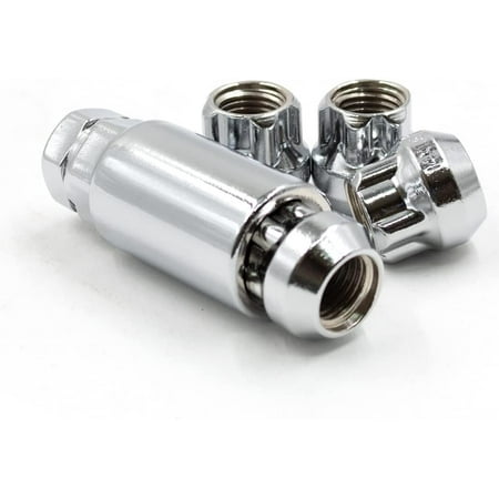 Wheel Accessories Parts 4 PC 14x1.5 Wheel Locking Lug Nuts Open End Bulge Acorn Chrome M14x1.5 Thread Size, 0.83" Length Premium Wheel Lock Set with Key (Set of 4)