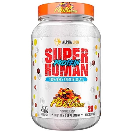 Alpha Lion Whey Protein Powder  Support Muscle Growth & Recovery  Maximize Protein Absorption  Pure Whey Protein Isolate (28 Servings  PB & Gains)