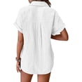 thumbnail image 5 of Yigetop Short Sleeve Button Up Women, Womens Short Sleeve Summer Shirts Batwing Sleeve Pocket Patched Shirt Collared Tops Dressy Casual V Neck Blouses Button Up Shirts Women White XL, 5 of 9