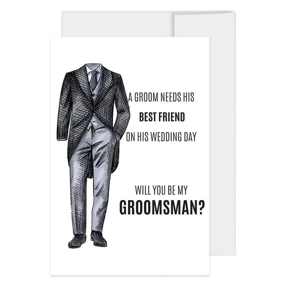 Koyal Wholesale Groomsmen Proposal Cards with Envelopes, Set of 16 A Groom Needs His Best Friend On His Wedding Day