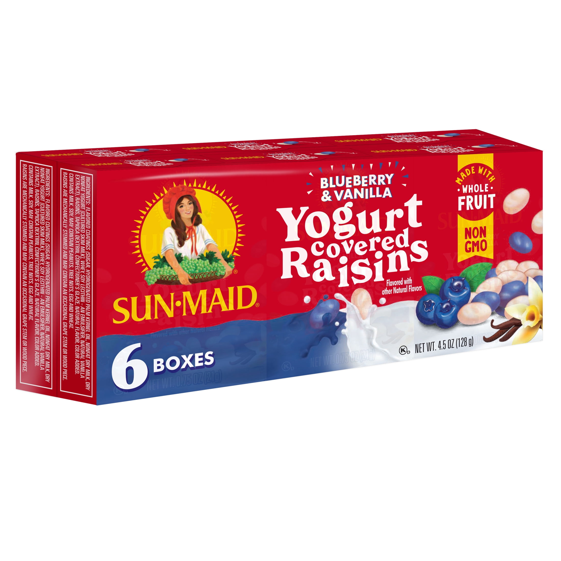 (3 pack) Sun-Maid® Blueberry & Vanilla Yogurt Covered Raisins, .75 Oz., 6 Count