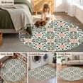 thumbnail image 5 of Round Rugs 4 Ft, Boho Flowers Non Slip Area Rugs for Kitchen Bedroom Entryway, Farmhouse Abstract Geometric Patterned Washable Carpet Runner Rug Floor Mats for Bedroom Home Decor, 5 of 8