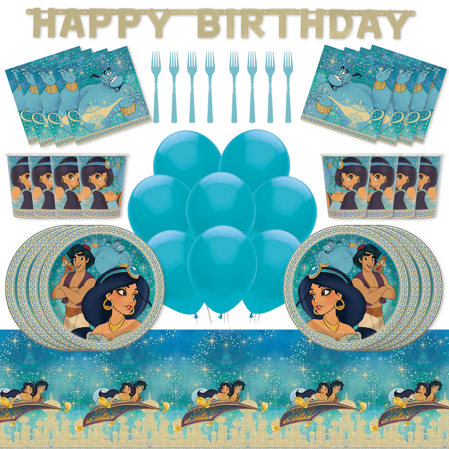 Disney Aladdin Birthday Party Supplies Set for 24 Guests
