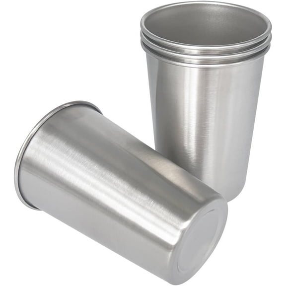4 Pack 12oz Stainless Steel Pint Cup,Healthy Unbreakable and Stackable,Metal Drinking Glasses