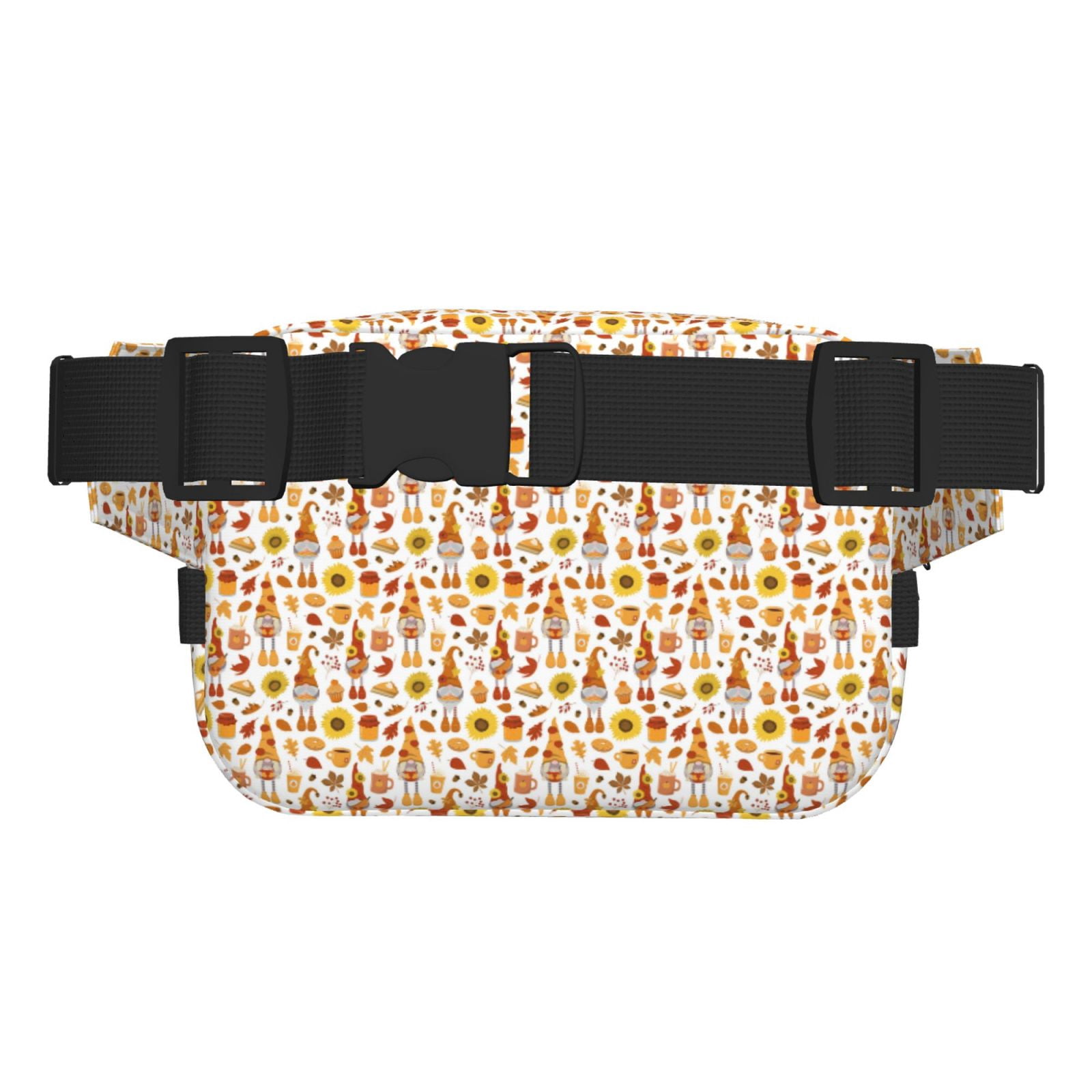 Picia Gnomes Autumn Harvest Print Square Double-Layer Waist Bag Mini Adjustable Waist Belt Bag Exercise Running Travel Hiking