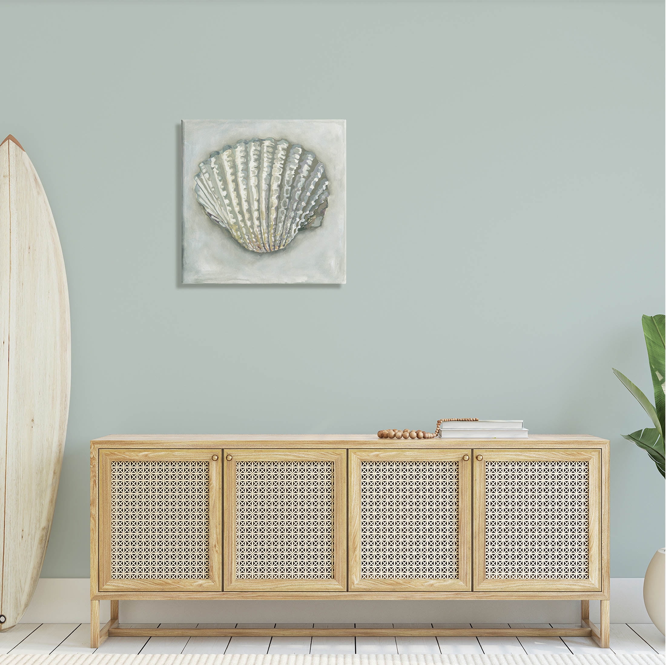 Stupell Industries Clam Shell Nautical Grey Painting Gallery Wrapped Canvas Print Wall Art, Design by Erica Christopher