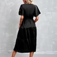 thumbnail image 4 of Gspmoly Robes Grande Taille pour Femmes aux Formes, Robe Décontractée pour Femmes avec Poches, Robe d'Été à Imprimé Floral, Mini-Robe à Col en V, Robes de Vacances pour Femmes jusqu'à 70 % de Rabais, 4 of 5