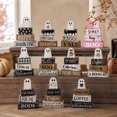 thumbnail image 5 of Halloween Decorations Indoor Set of Spooky Ghost Blocks for Rustic Farmhouse Shelf Mantel and Coffee Bar Decor, 4 Piece Set, 5 of 7