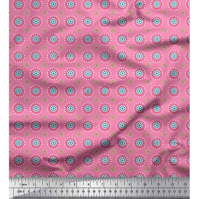Soimoi Polyester Crepe Fabric Flower Artistic Print Fabric by Yard 52 Inch Wide