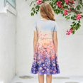 thumbnail image 5 of Grblisyd Girls Casual Dress Short Sleeve Crew Neck Cute Floral Print A Line Dresses Fashion Flare Skater Dress for Play, 5 of 5