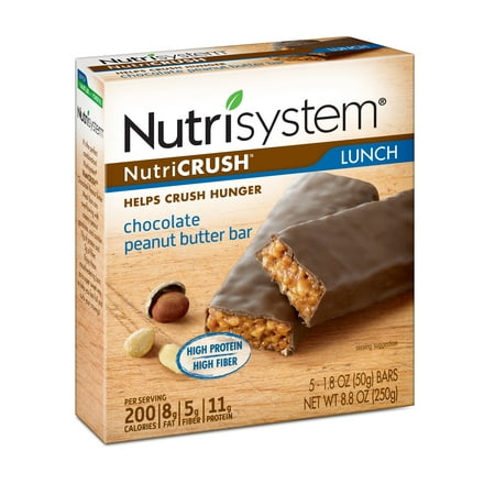 Nutrisystem NutriCrush Chocolate Peanut Butter Lunch Bars, 1.8 Oz, 5 (Best Deal On Nutrisystem)