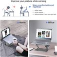 thumbnail image 2 of Skrebba Laptop Stand, Laptop Riser with Heat-Vent to Elevate Laptop, Adjustable Height Laptop Stand Holder with Slide-Proof Silicone and Protective Hooks, for MacBook Pro/Air (Dark Grey), 2 of 6