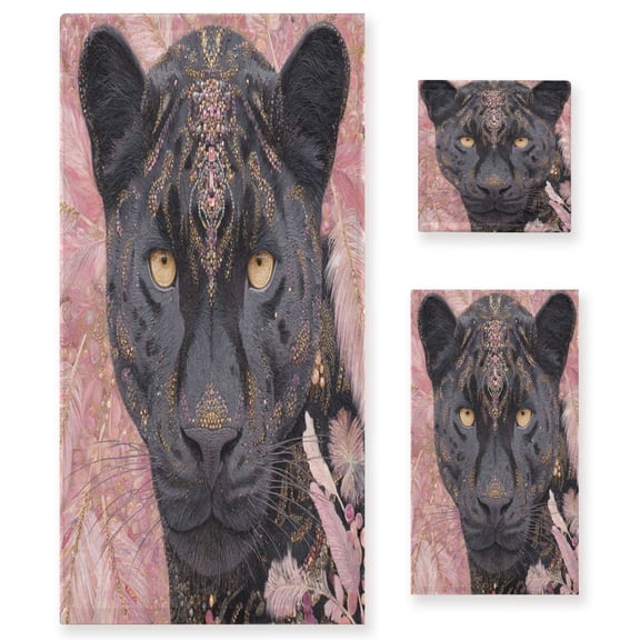 Three-Piece Towel Set Face Towel Towel Set Hand Towel Bath Towel Cotton Bath Towels Bath Towel Sets Hand Bath Towels Panther