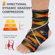 Plus Size Foot Compression Wrap with Elastic Straps for Swollen Feet & Ankles, Ankle Brace for Sprains, Lymphedema, Edema, Diabetic Care & Circulation Relief for Women and Men - XL/2XL/3XL