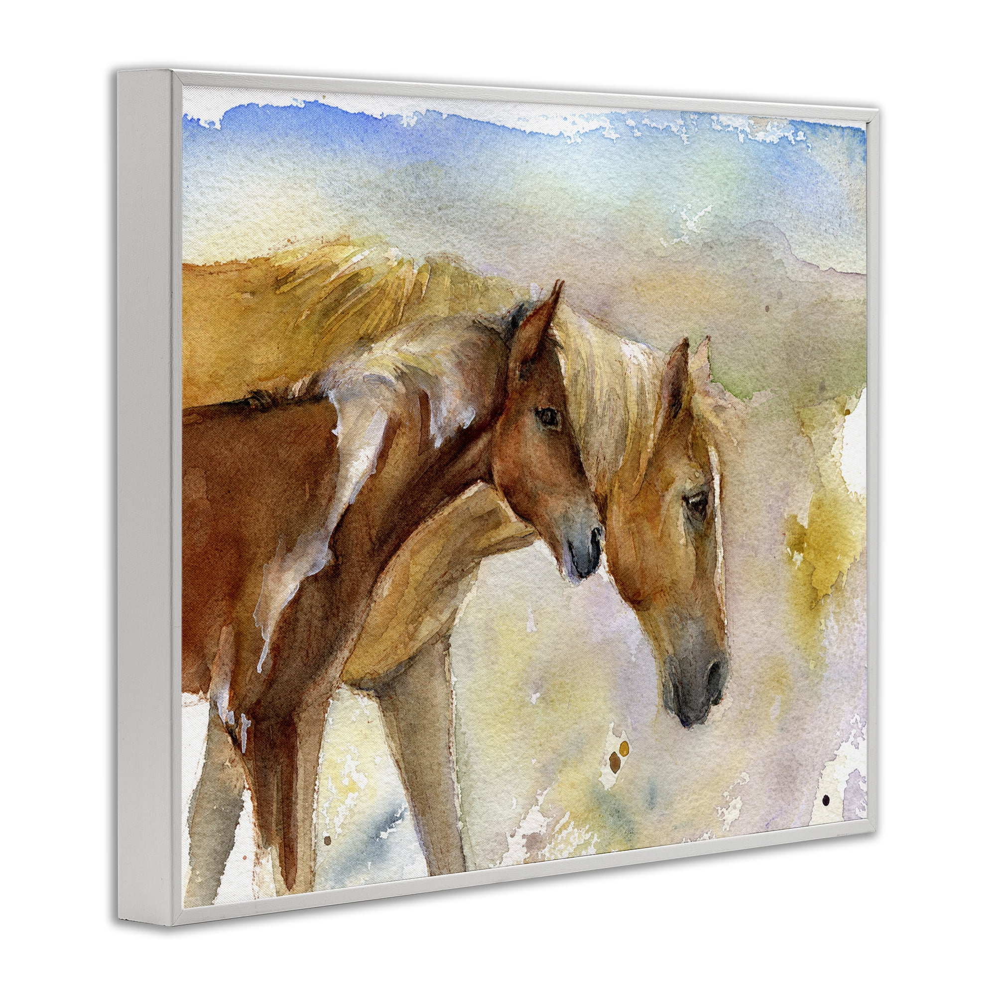 Stupell Industries Wild Horses Watercolor Animals & Insects Painting White Framed Art Print Wall Art, 30 x 24