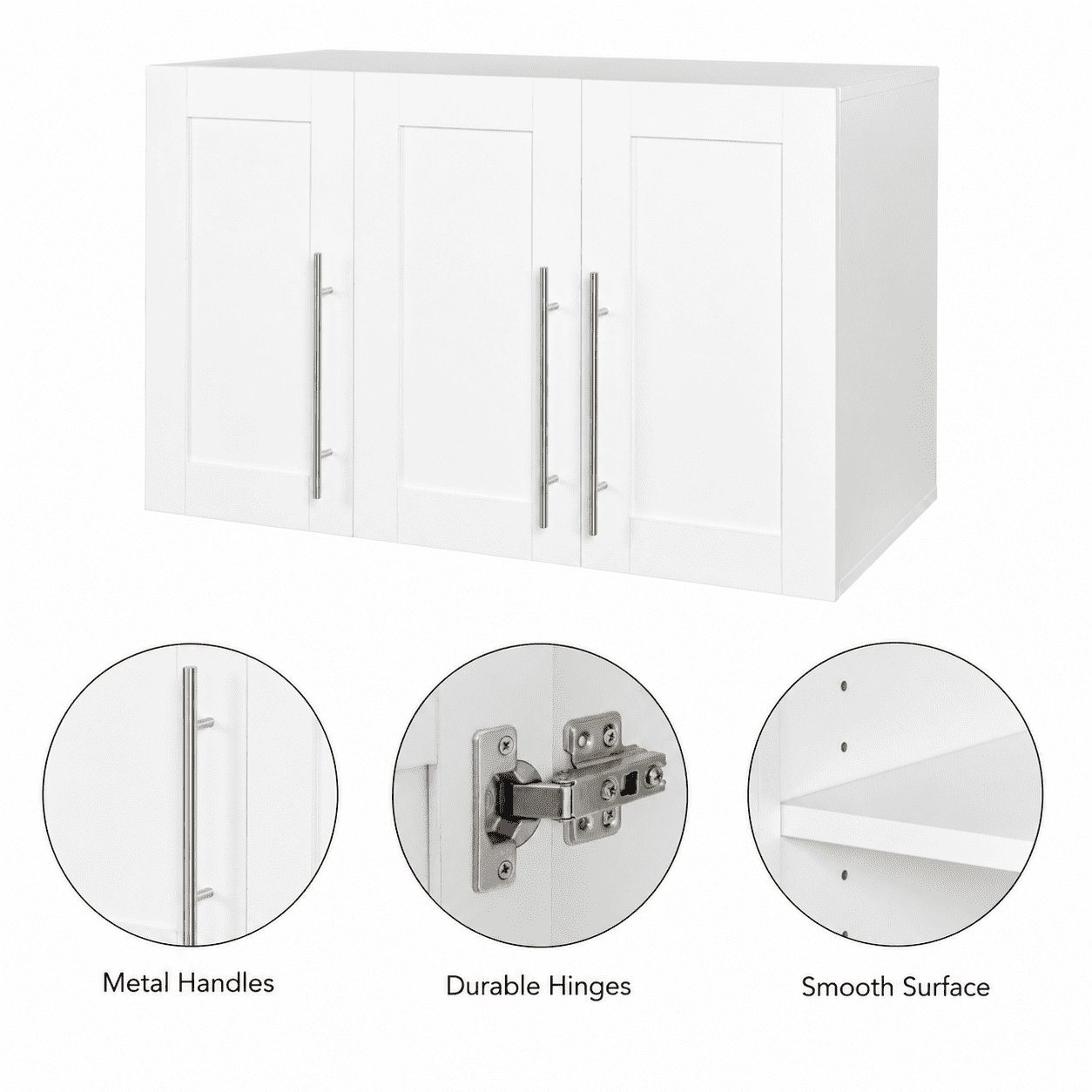 Aukfa 35.4" Wall Mounted Storage Cabinet with Adjustable Shelves, Stackable White Utility Cabinet for Laundry Room & Kitchen, White