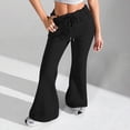 thumbnail image 6 of WTOBBY Ladies Fashion Loose Drawstring Waist Solid Color Cargo Pants Leisure Flares Casual Wear with Utility Pockets,Black L, 6 of 6