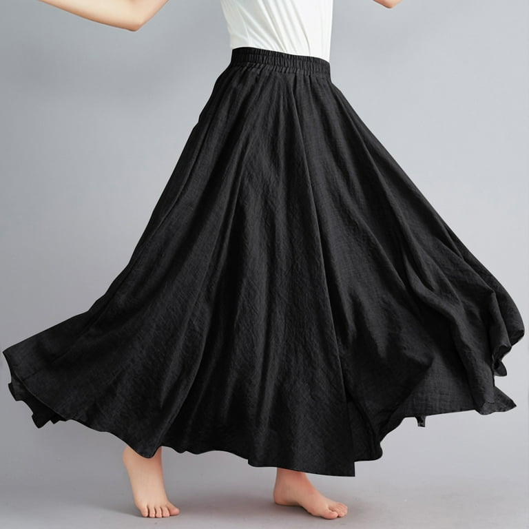 Lovskoo Women's Plus Size Linen Skirt Casual Ankle Length Lovskoo Women's Plus Size Linen Skirt Casual Ankle Length