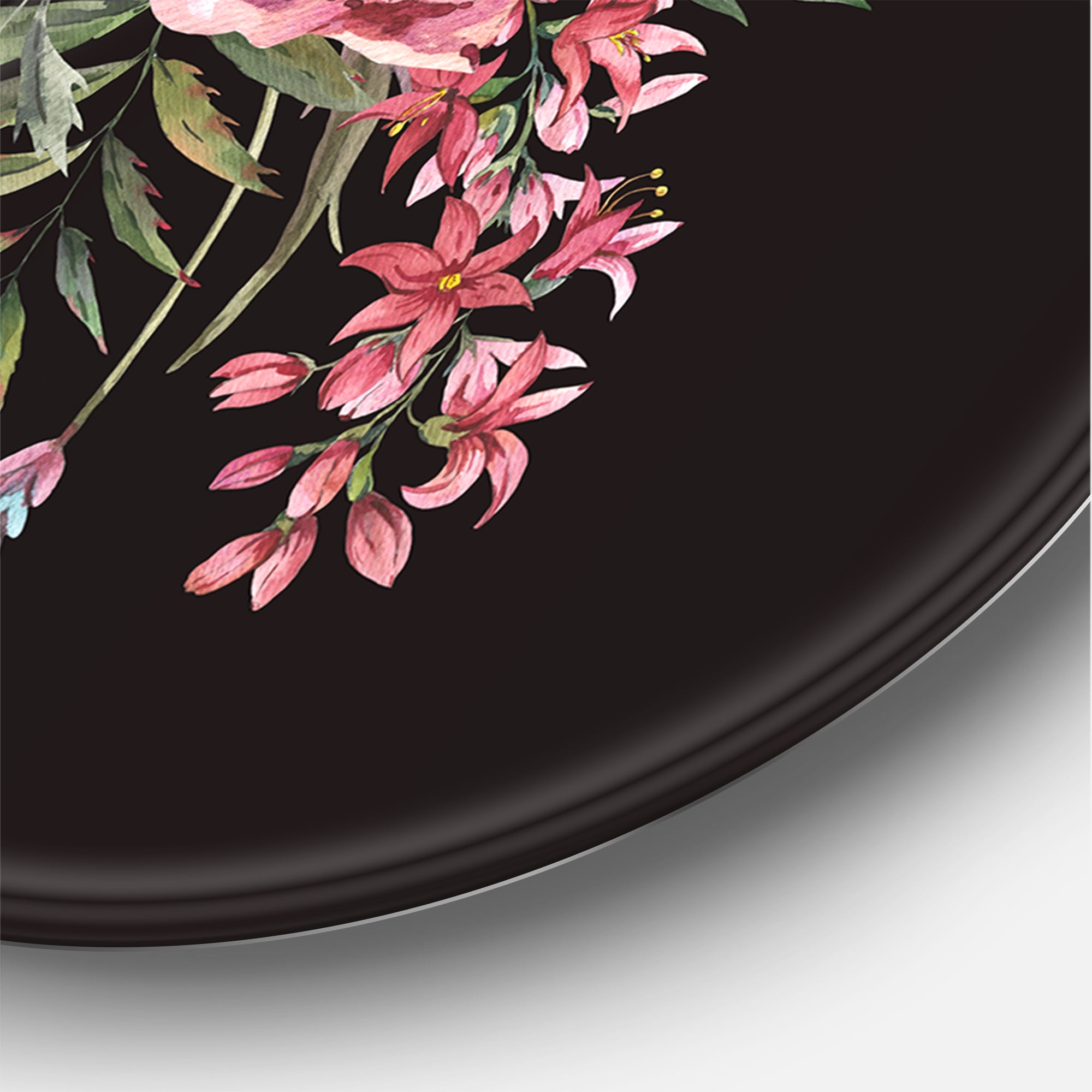 Designart 'Ancient Greek Sculpture Detail With Dry Flowers' Traditional Circle Metal Wall Art 29x29 - Disc of 29