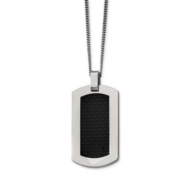 24 Po Titane Poli avec Collier Incrustation de Fibre de Carbone Noir