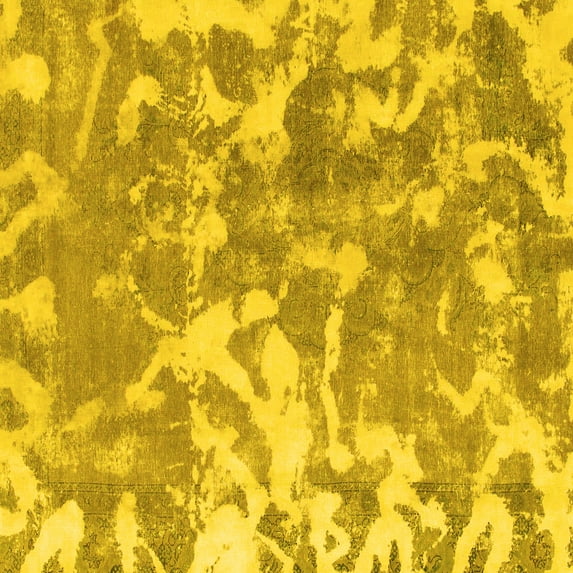 Ahgly Company Machine Washable Indoor Square Abstract Yellow Modern Area Rugs, 5' Square