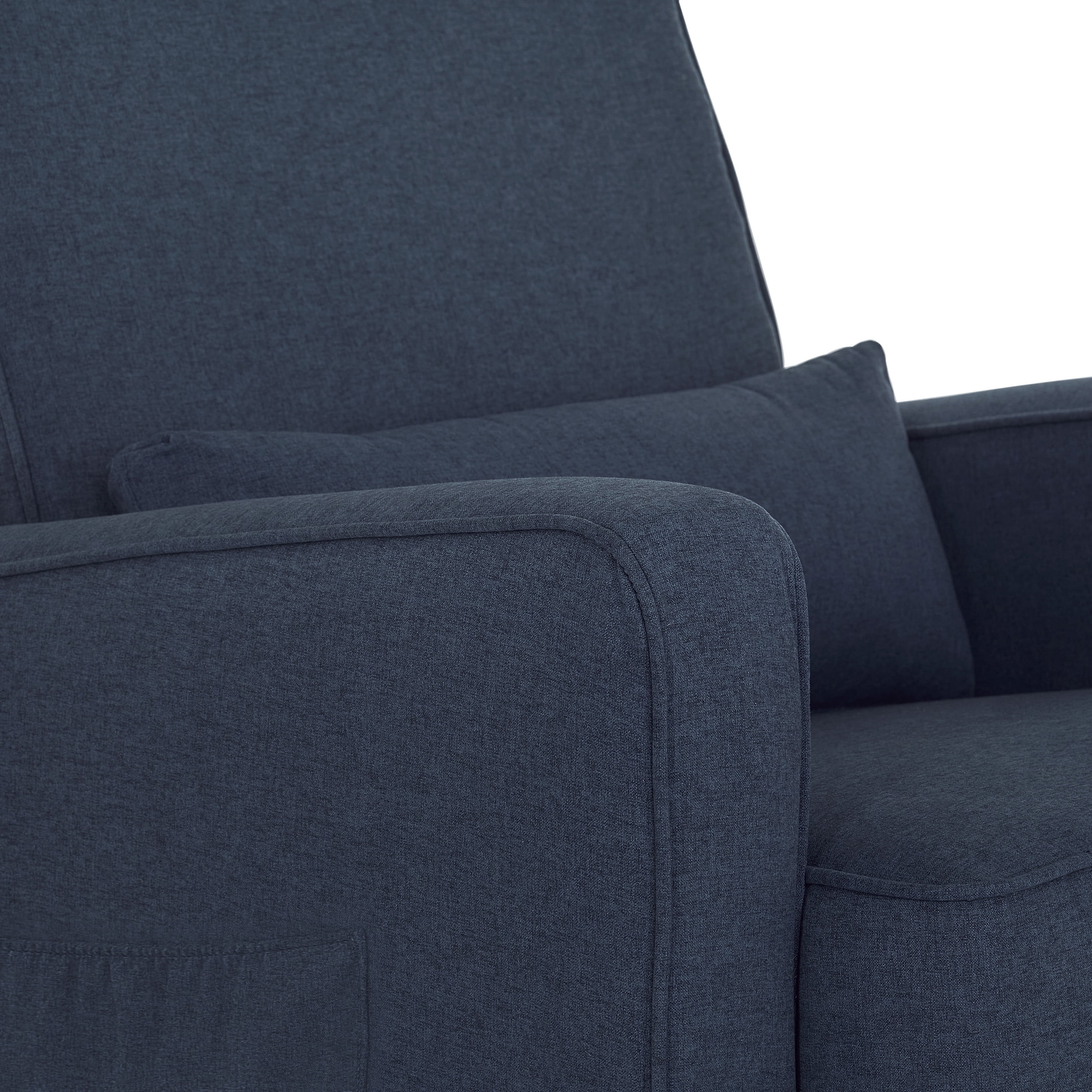 Evolur Holland Upholstered Swivel Glider | Rocker I Included Lumbar Pillow I Modern Design, Navy Blue