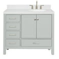 thumbnail image 2 of Ariel Cambridge 42 Inch Single Right Offset Oval Sink Bathroom Vanity With Carrara White Quartz Countertop 1.5 Edge In Grey, 2 of 10