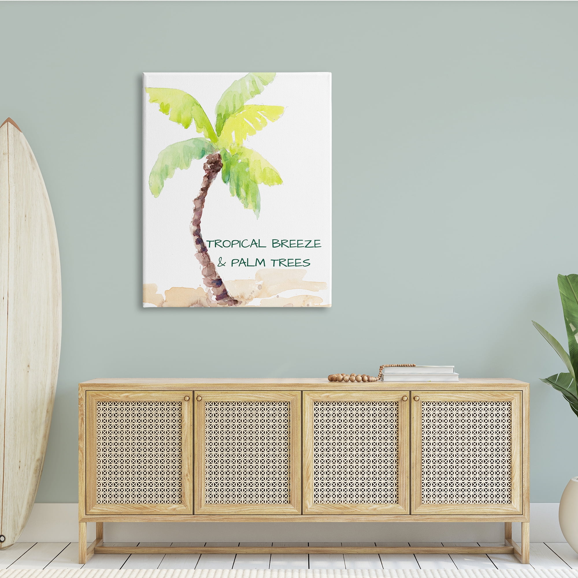 Stupell Indtries Tropical Breeze & Palm Trees Phrase Soft Beach,36 x 48,Design by Lanie Loreth
