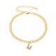 thumbnail image 1 of Pulseras tobilleras con iniciales para mujeres y niñas, cadena de Figaro chapada en oro, tobilleras con dijes de circonita cúbica, regalos de joyería para mujeres y niñas, 1 of 5