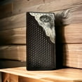 thumbnail image 3 of Mens Long Wallet Basketweave Coffee Soft Leather Cow Hair Checkbook Style Cowboy Hand Crafted High End Mens Wallets Leather Bull Rider Rodeo Concho, 3 of 7