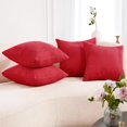 thumbnail image 1 of Deconovo Corduroy Fundas de cojines Juego de 4 – Machine Washable Home Decor for Sofa, Dormitorio | Red, 24x24 Inch, 1 of 7